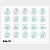 Sticker Rond Tropical "Joyeuses Fêtes" Aqua Stripe Adresse (Feuille)