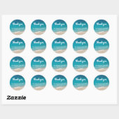 Sticker Rond Tropical Modern Sand Beach Merci Mariage Favoriser (Feuille)
