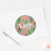Sticker Rond Tropical Moderne Boutique Salon Designer Rose (Enveloppe)