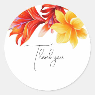 Sticker Rond Tropical moderne plis floral