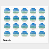 Sticker Rond Tropical Ocean Wave Photo Belle Plage Mariage (Feuille)