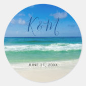 Sticker Rond Tropical Ocean Wave Photo Belle Plage Mariage (Devant)