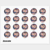 Sticker Rond Tropical Orange Blue art IA (Feuille)
