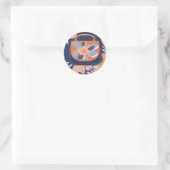 Sticker Rond Tropical Orange Blue art IA (Sac)