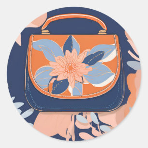 Sticker Rond Tropical Orange Blue art IA