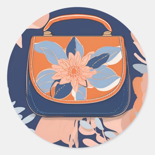 Sticker Rond Tropical Orange Blue art IA (Devant)