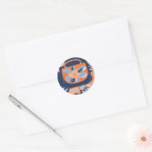 Sticker Rond Tropical Orange Blue art IA (Enveloppe)