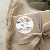 Sticker Rond Tropical Orchidée et Monstera Baby Shower pour fut