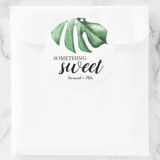 Sticker Rond Tropical Palm Green Quelque chose de sucré (Sac)