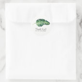 Sticker Rond Tropical Palm Leaf Élégant Mariage Chic Favoriser (Sac)