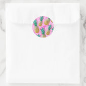 Sticker Rond Tropical Pamplemousses & Marbre Rose Chic Cadeau d (Sac)