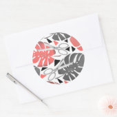 Sticker Rond Tropical print monstera leaves scissors jungle exo (Enveloppe)