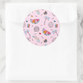 Sticker Rond Tropical rose Memphis Style Motif (Sac)