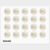 Sticker Rond Tropical Sunset Island Beach Watercolor Wedding (Feuille)