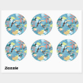 Sticker Rond Tropical Texture With Toucans and Hummingbirds (Feuille)