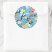 Sticker Rond Tropical Texture With Toucans and Hummingbirds (Sac)