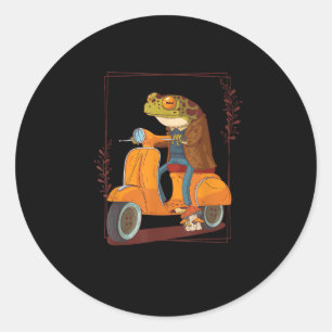 Sticker Rond Trottinette Grenouille Champignon Goblincore Acadé