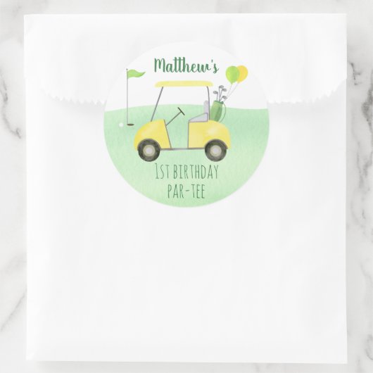 Sticker Rond Trou En Un Golf Premier Anniversaire (Sac)