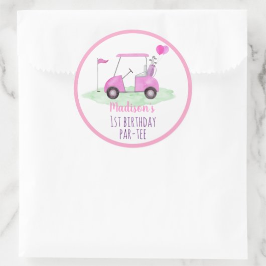 Sticker Rond Trou en un rose Golf premier anniversaire (Sac)