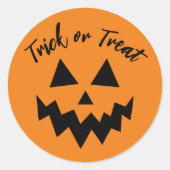 Sticker Rond Trou ou traiter Jack-o'-lantern Orange Halloween (Devant)