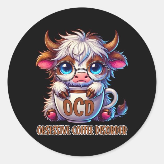 Sticker Rond Trouble de café obsessionnel  (Devant)