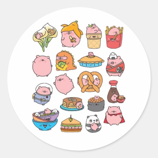 Sticker Rond Troupe de Cochons (Devant)