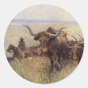 Sticker Rond Troupeau conduit dans le Wyoming par WHD Koerner