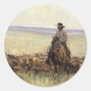 Sticker Rond Troupeau conduit dans le Wyoming par WHD Koerner