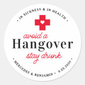 Sticker Rond Trousse de récupération de hangover amusant Favori (Devant)