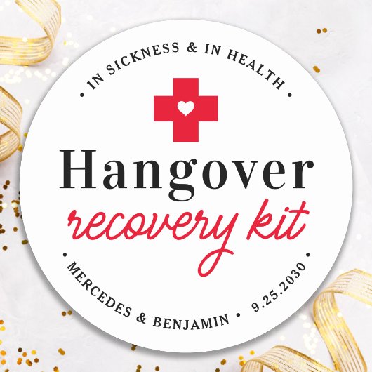 Sticker Rond Trousse de récupération Hangover Favoriser mariage