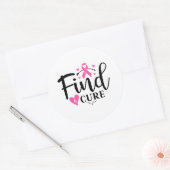Sticker Rond Trouver un remède Sensibilisation au cancer du sei (Enveloppe)