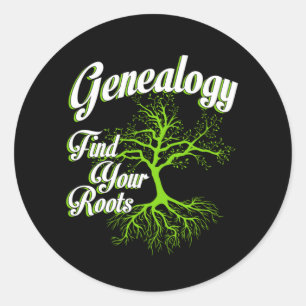Sticker Rond Trouvez vos racines Généalogie Famille Historien C