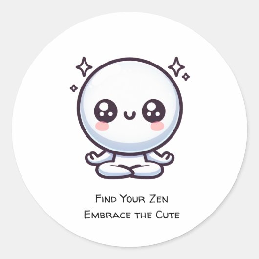 Sticker Rond Trouvez votre zen, adoptez le mignon (Devant)