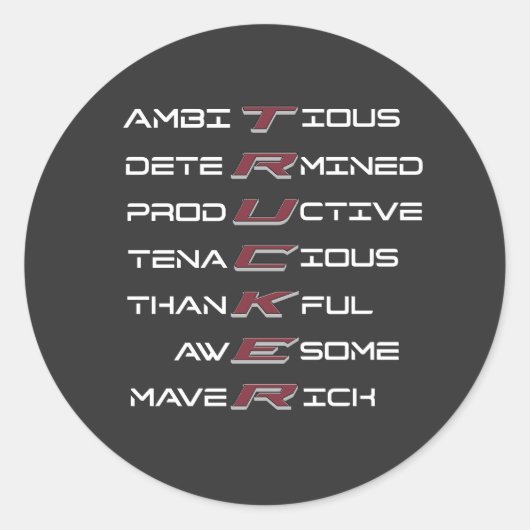 Sticker Rond Trucker Acrostique Traits Professionnels Force (Devant)