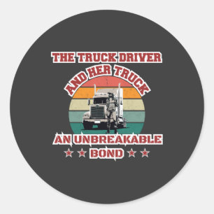 Sticker Rond Trucker féminin Forte route Bond Fierté Conception