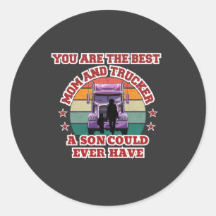 Sticker Rond Trucker Mère Son Bond Famille Route Amour Design