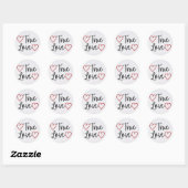 Sticker Rond True Love Black Parties scintillant Valentine's (Feuille)