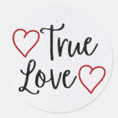Sticker Rond True Love Black Parties scintillant Valentine's (Devant)