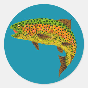 Sticker Rond Truite arc-en-ciel feuille Aspen 1