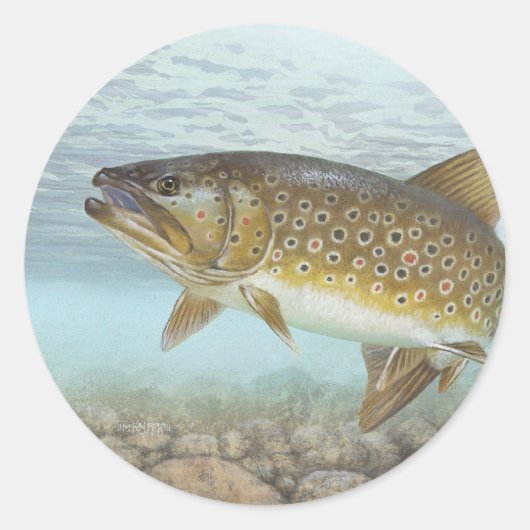 Sticker Rond Truite, ruisseau (Devant)