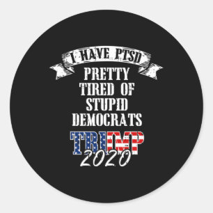 Sticker Rond Trump 2020, Drapeau américain assez fatigué