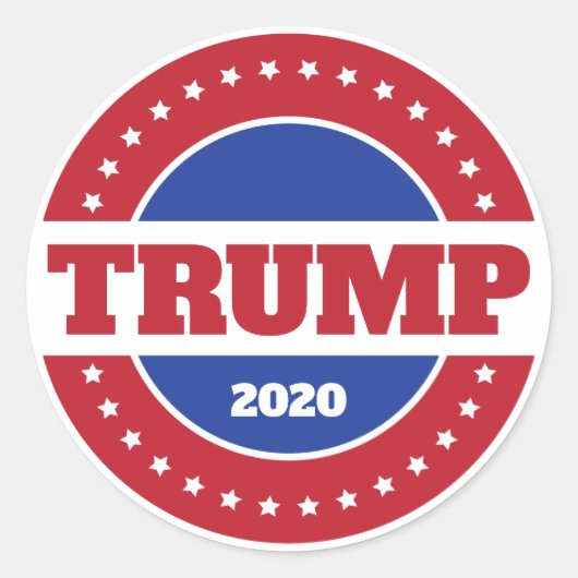 Sticker Rond Trump 2020 Rouge Blanc & Bleu (Devant)