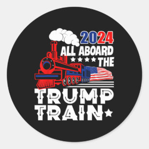 Sticker Rond Trump 2024 À Bord Du Trump Train Américain