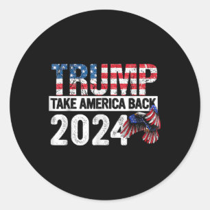 Sticker Rond Trump 2024 - Drapeau de l'Amérique 4 juillet Trum