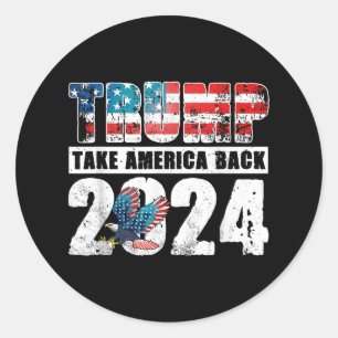 Sticker Rond Trump 2024 - Drapeau de l'Amérique 4 juillet Trum