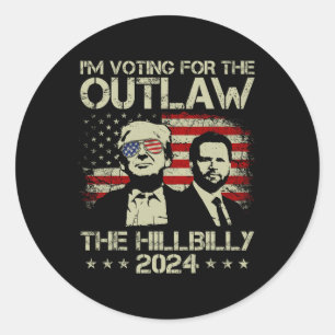 Sticker Rond Trump 2024 - Je vote pour l'hors-la-loi et le péri