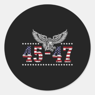 Sticker Rond Trump 2024 Président 45 Et 47 États-Unis Drapeau T