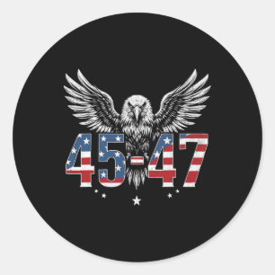 Sticker Rond Trump 2024 Président 45 Et 47 États-Unis Drapeau T