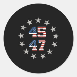 Sticker Rond Trump 2024 Président 45 Et 47 États-Unis Drapeau T