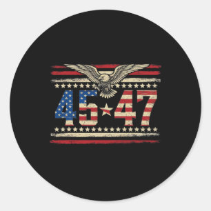 Sticker Rond Trump 2024 Président 45 Et 47 États-Unis Drapeau T